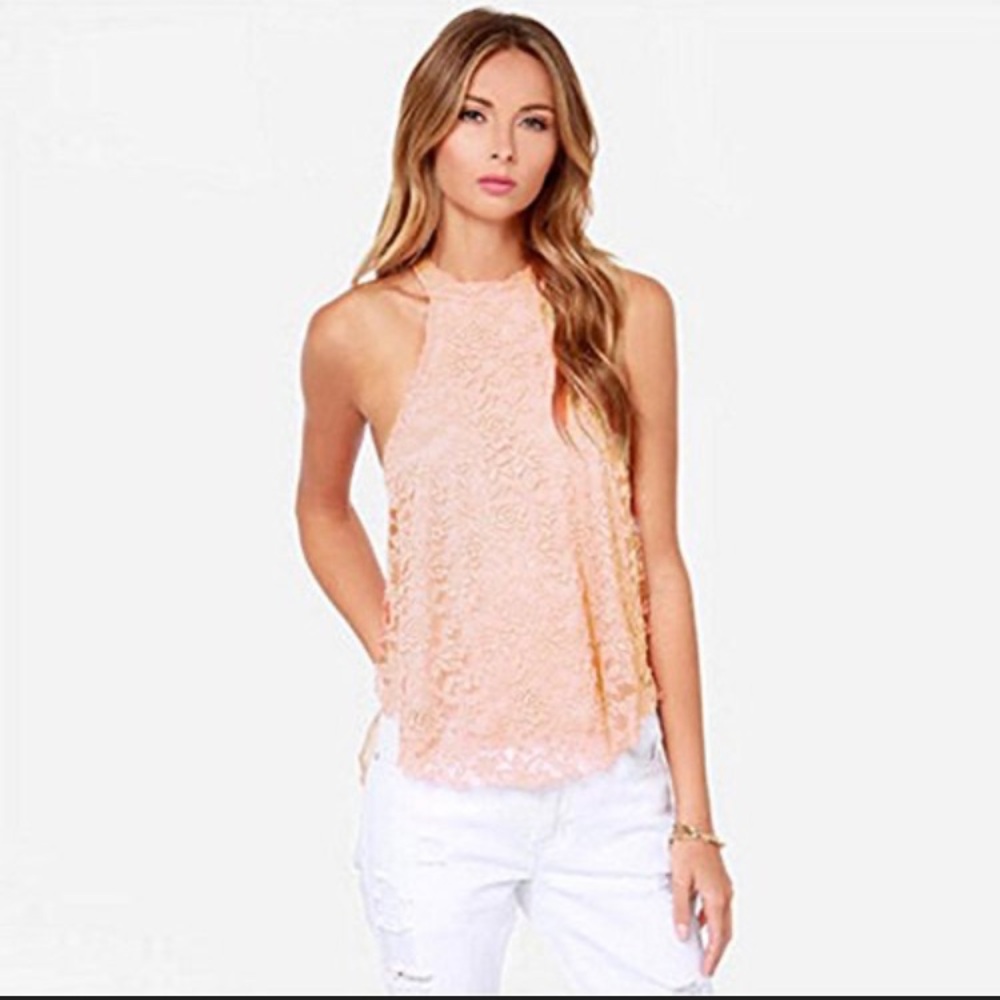 Altar'd State Peach Lace Halter Top